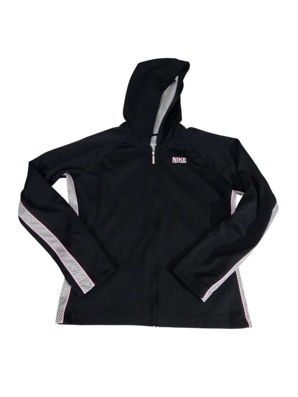 Nike Womens Athletic Division Black Zip-Up Hoodie XL With Pink Details
